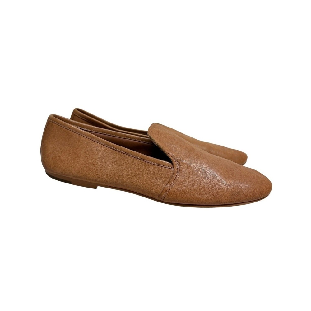 & Other Stories Tan Leather Loafers Almond Toe Flat Shoes EU 38 US 8